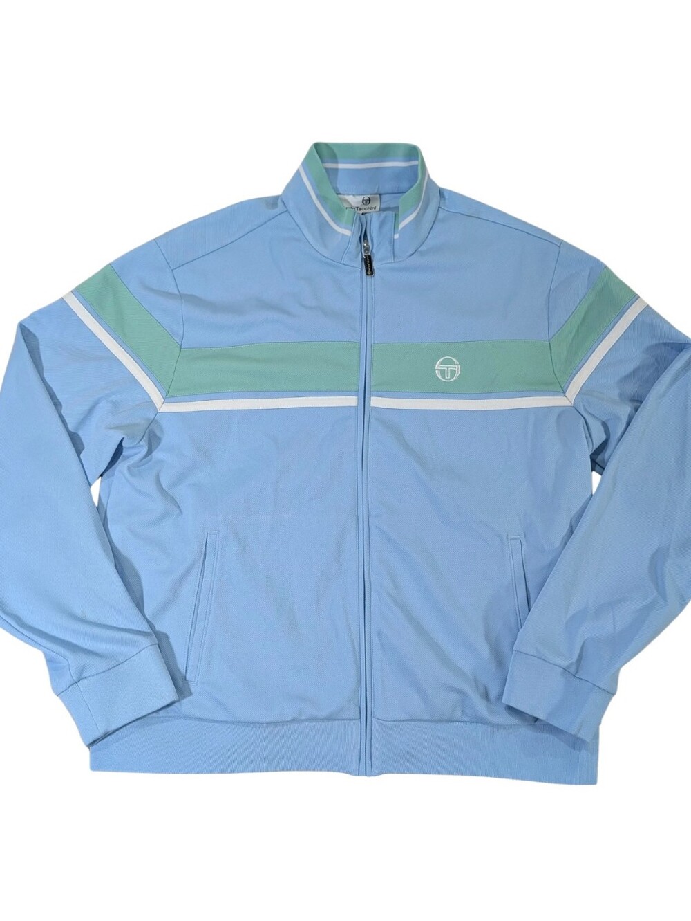 Sergio Tacchini Track Jacket Mens 2XL Light Blue Seafoam Full Zip